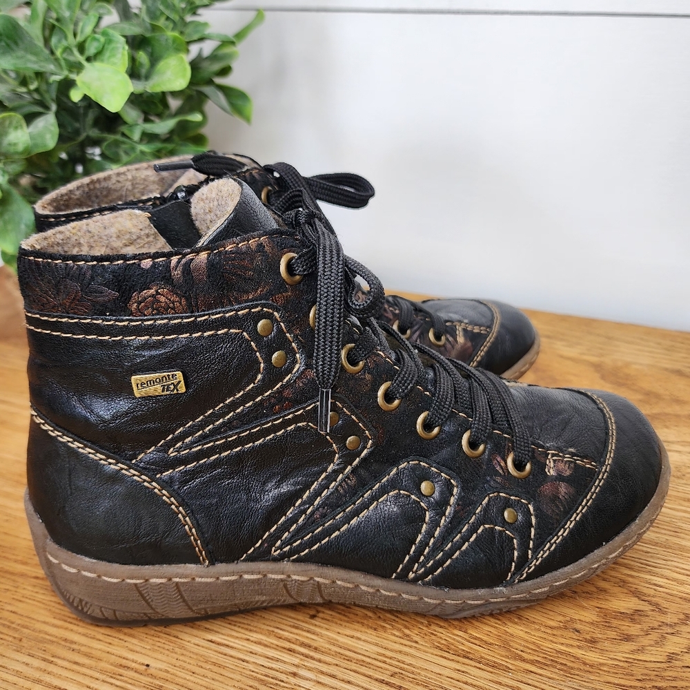 Ladies Remonte Tex Lace Up Zipper Ankle Boot Sz 36